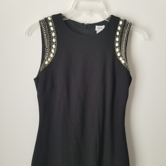 NWT Cache Sleeveless Little Black Sheath Dress with Beaded Embellishments Size 0 - Picture 9 of 12